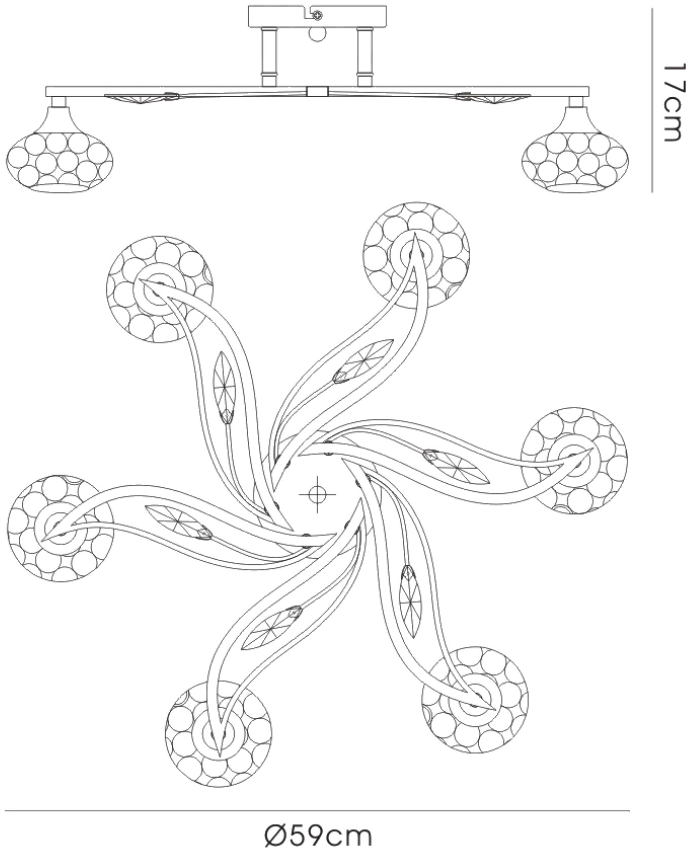 Leimo Crystal Ceiling 6 Light French Gold IL30966  Diyas Leimo French Gold